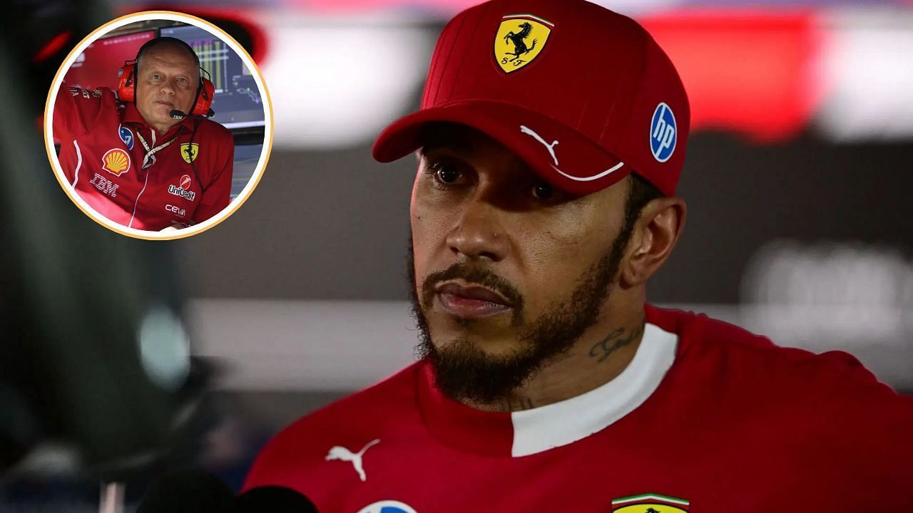 Ferrari team principal Fred Vasseur and Lewis Hamilton [Image Source: Getty]