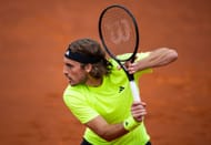 Tsitsipas looks on against Sebastian Korda during their match on day two of the Barcelona Open. Source: Getty