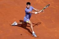 Carlos Alcaraz plays during the match against Alex de Minaur in the quarterfinals (Day Five) of the Barcelona Open. Source: Getty