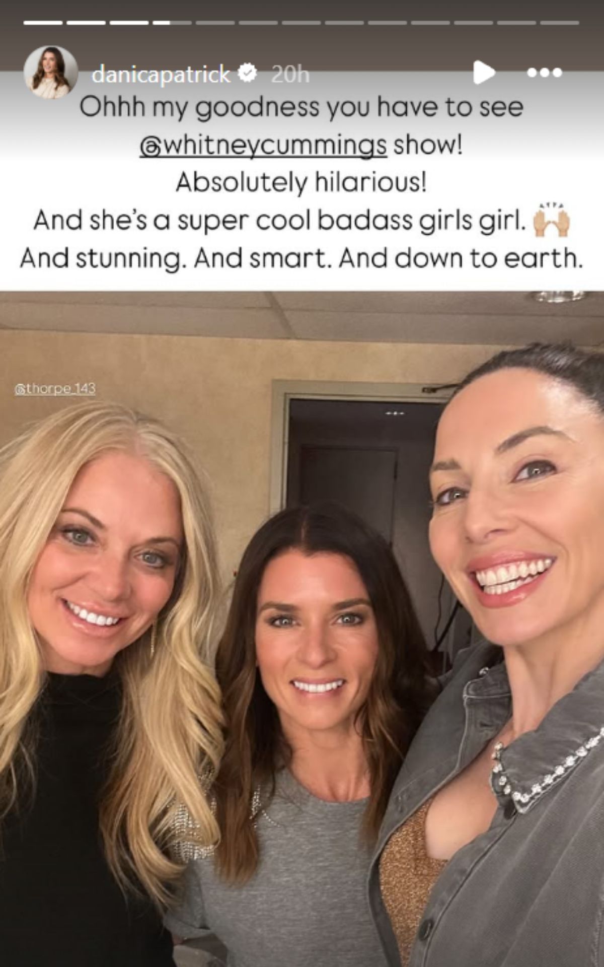 Screengrab of Danica Patrick&#039;s IG Story (@danicapatrick via Instagram)