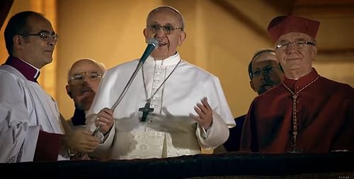 Pope Francis in a scene from Pope Francis: A Man of His Word (Image via YouTube/@FocusFeatures)