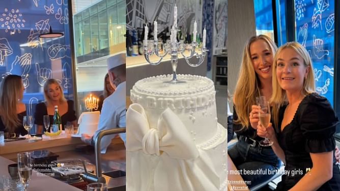 Mattias Ekholm's wife Ida and Zach Human's wife Alannah celebrate joint birthday party with two-tiered cake
