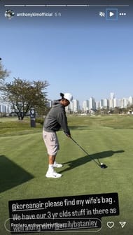 Anthony Kim shares the flight trouble ahead of LIV Golf Korea. Image via Instagram @anthonykimofficial