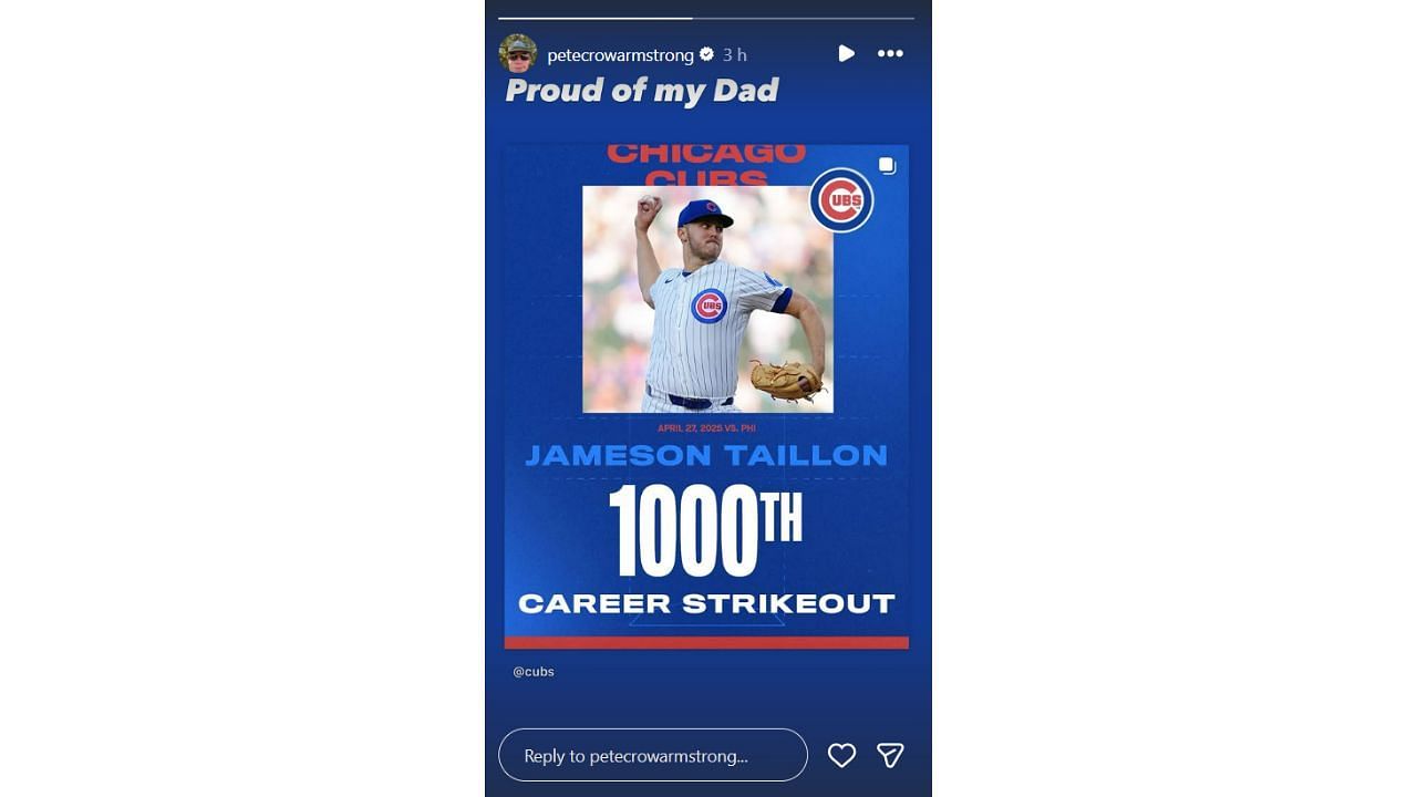Pete Crow-Armstrong congratulated Taillon (@petecrowarmstorng/Instagram)