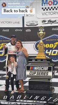 Jordan Fish rooting for her husband to win the third consecutive race of the 2025 season at Bristol (Source: @xojordanfish via Instagram)