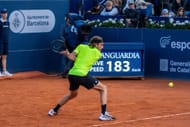 Tsitsipas in action at the Barcelona Open Banc Sabadell 2025 - Source: Getty