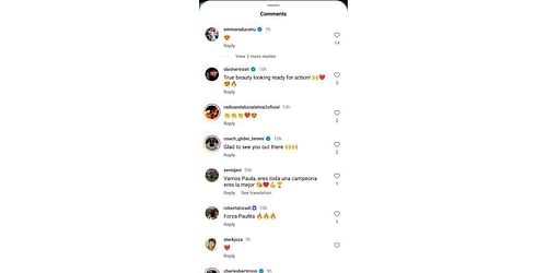 Raducanu's comment on Paula Badosa's Instagram post