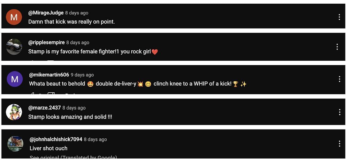 Comments from YouTube