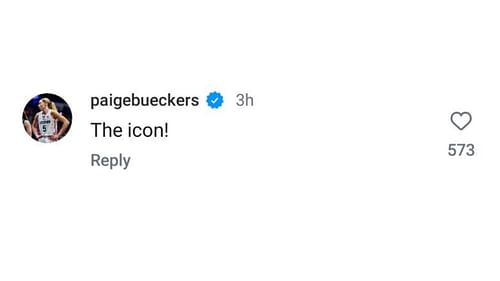 Paige Bueckers commented on Breanna Stewart's Instagram post about the UConn Huskies' championship win. Source: Instagram/@breannastewart30