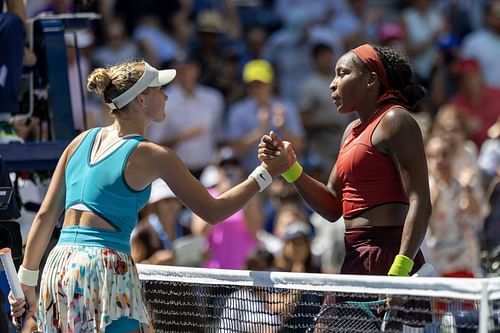 Mirra Andreeva (left) and Coco Gauff (right) at the 2023 US Open (Source: Getty)