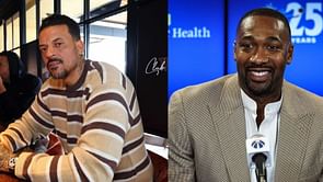 "That sh*t a lil snug": Matt Barnes pokes fun at Gilbert Arenas as he swaps jersey with son Alijah Arenas following McDaag win