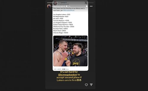 Raznatovic Instagram story