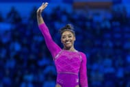 Simone Biles during the 2024 Core Hydration Gymnastics Classic in Hartford, Connecticut. USA. (Photo via Getty Images)