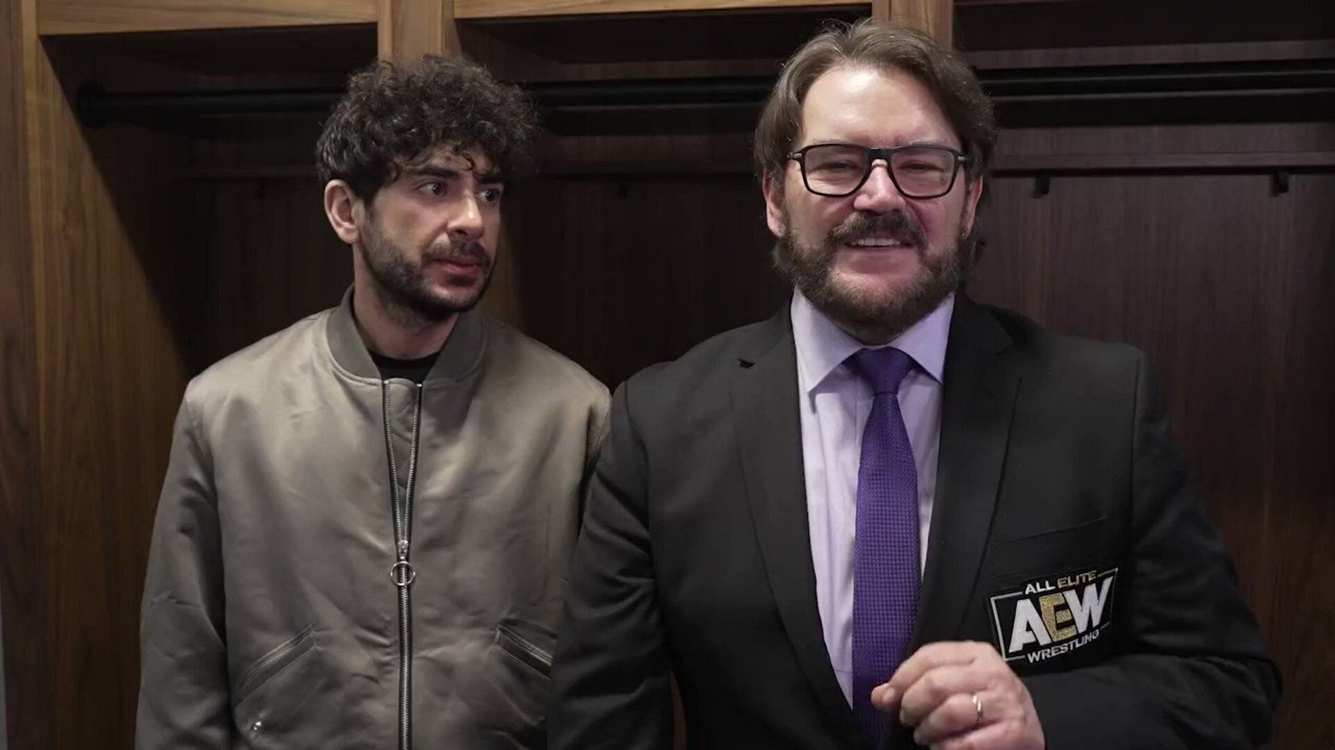 AEW President Tony Khan with legendary commentator Tony Schiavone