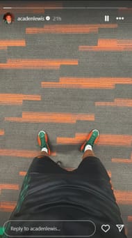 Former Kentucky commit Acaden Lewis shares a snap in Miami Hurricanes colors during his visit (Image: @acadenlewis Instagram)