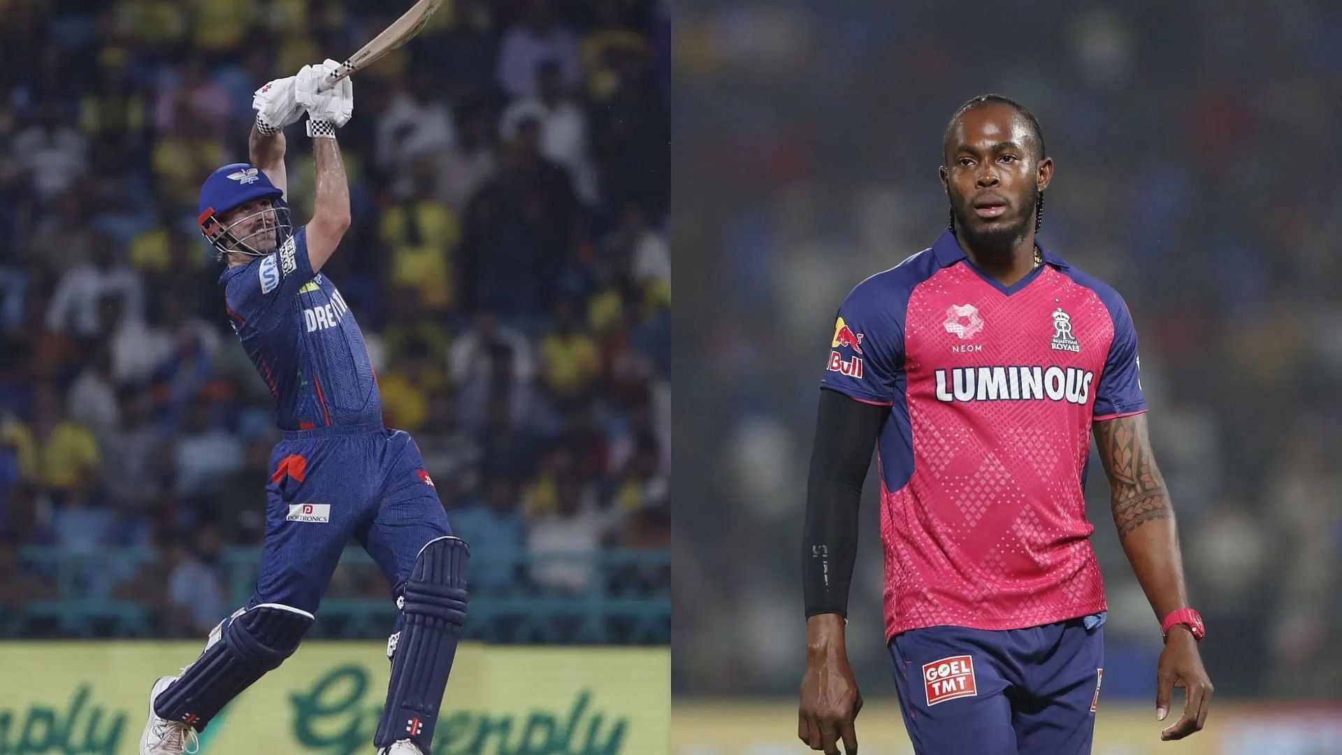Mitchell Marsh and Jofra Archer will be the crucial players in RR-LSG clash (Images via Getty)
