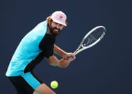 Opelka plays a backhand in the Miami Open - Source: Getty
