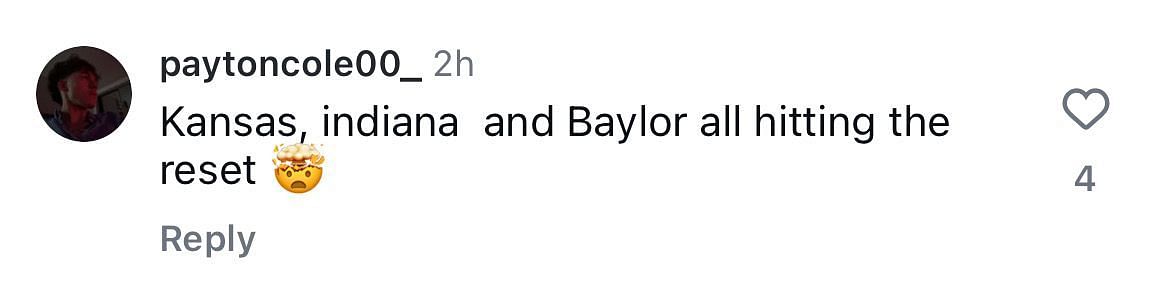 An IG user points out that Kansas and Indiana will also be rebuilding their rosters