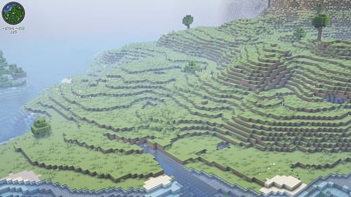 Terraforming is the process of manually building natural terrain according to the biome. (Image via Sportskeeda Gaming || Mojang Studios)