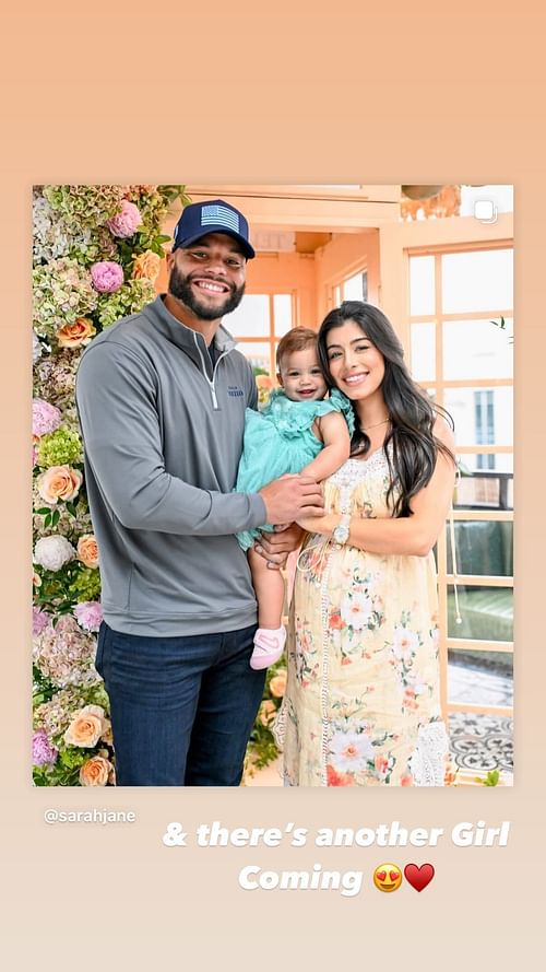Dak Prescott reacts to his girlfriend Sarah Jane Ramos welcoming another daughter soon