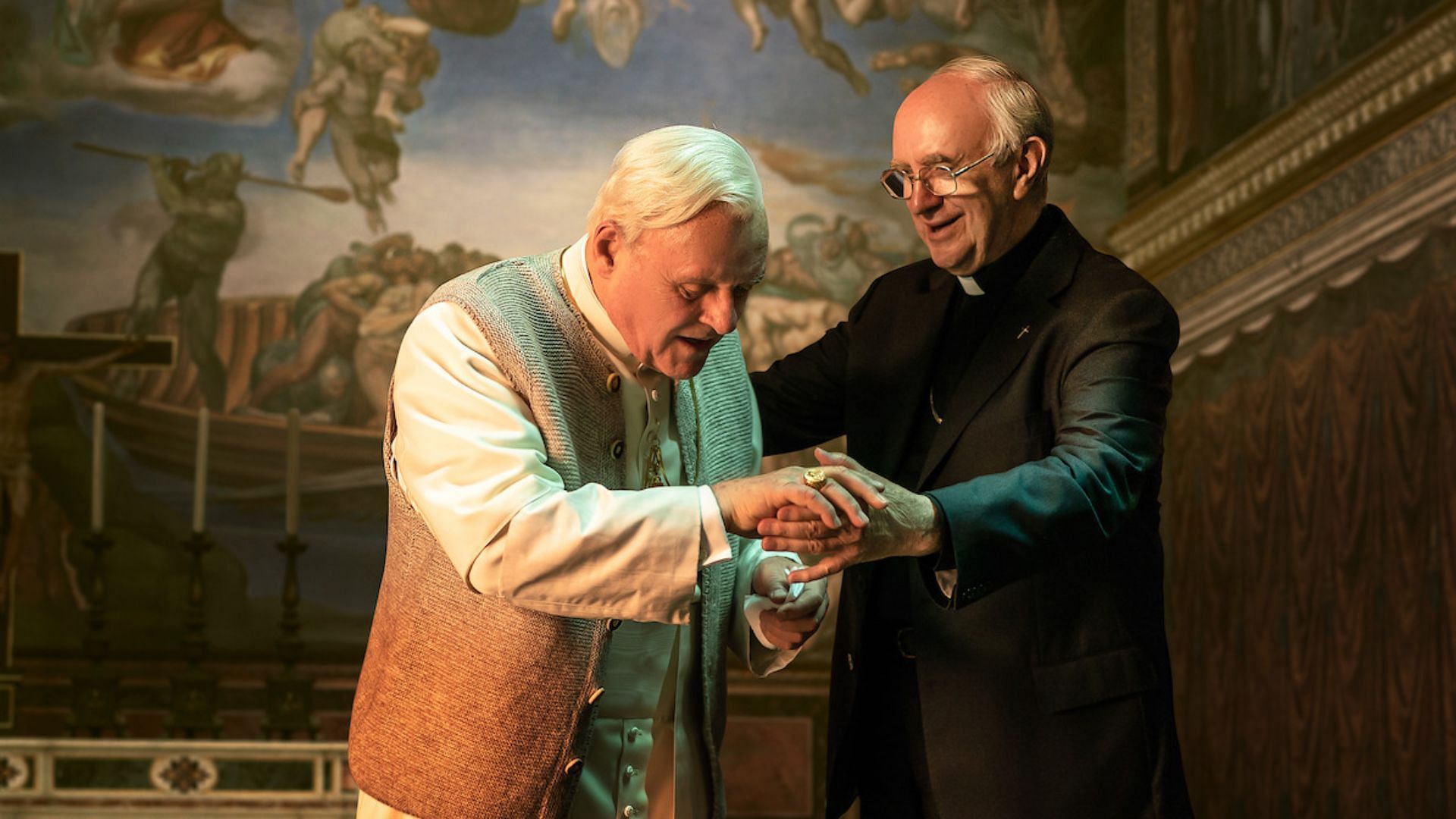 A still from The Two Popes