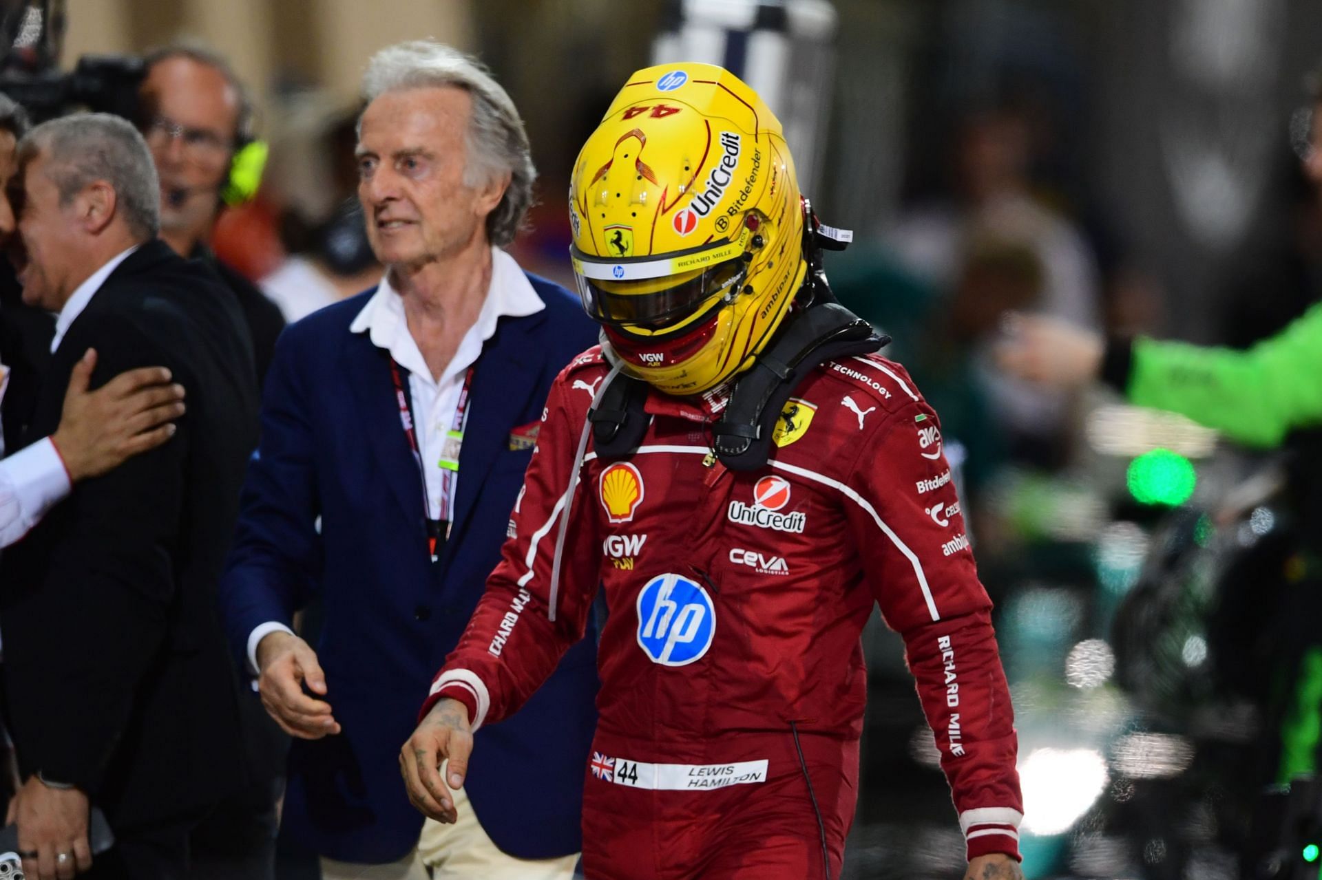 Lewis Hamilton in the Grand Bahrain F1 race - Source: Getty