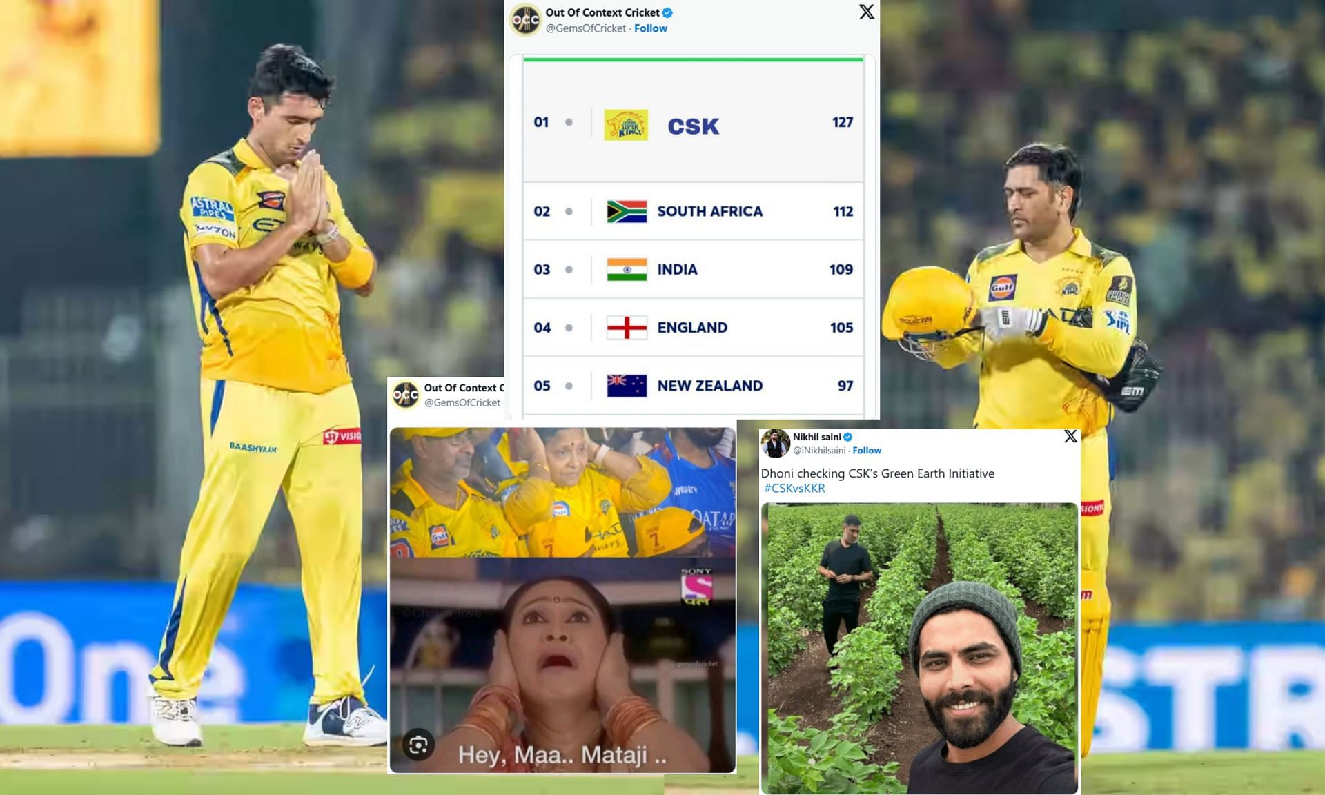Top memes from CSK vs KKR IPL 2025 match. (Image: bcci.tv, X - @iNikhilsaini, @GemsOfCricket)