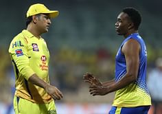 "The traitor is here" - MS Dhoni has hilarious banter with rival mentor Dwayne Bravo ahead of KKR vs CSK IPL 2025 match [Watch]