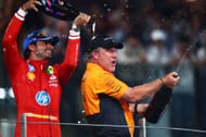 Carlos Sainz and Zak Brown on the 2024 Abu Dhabi Grand Prix podium - Source: Getty