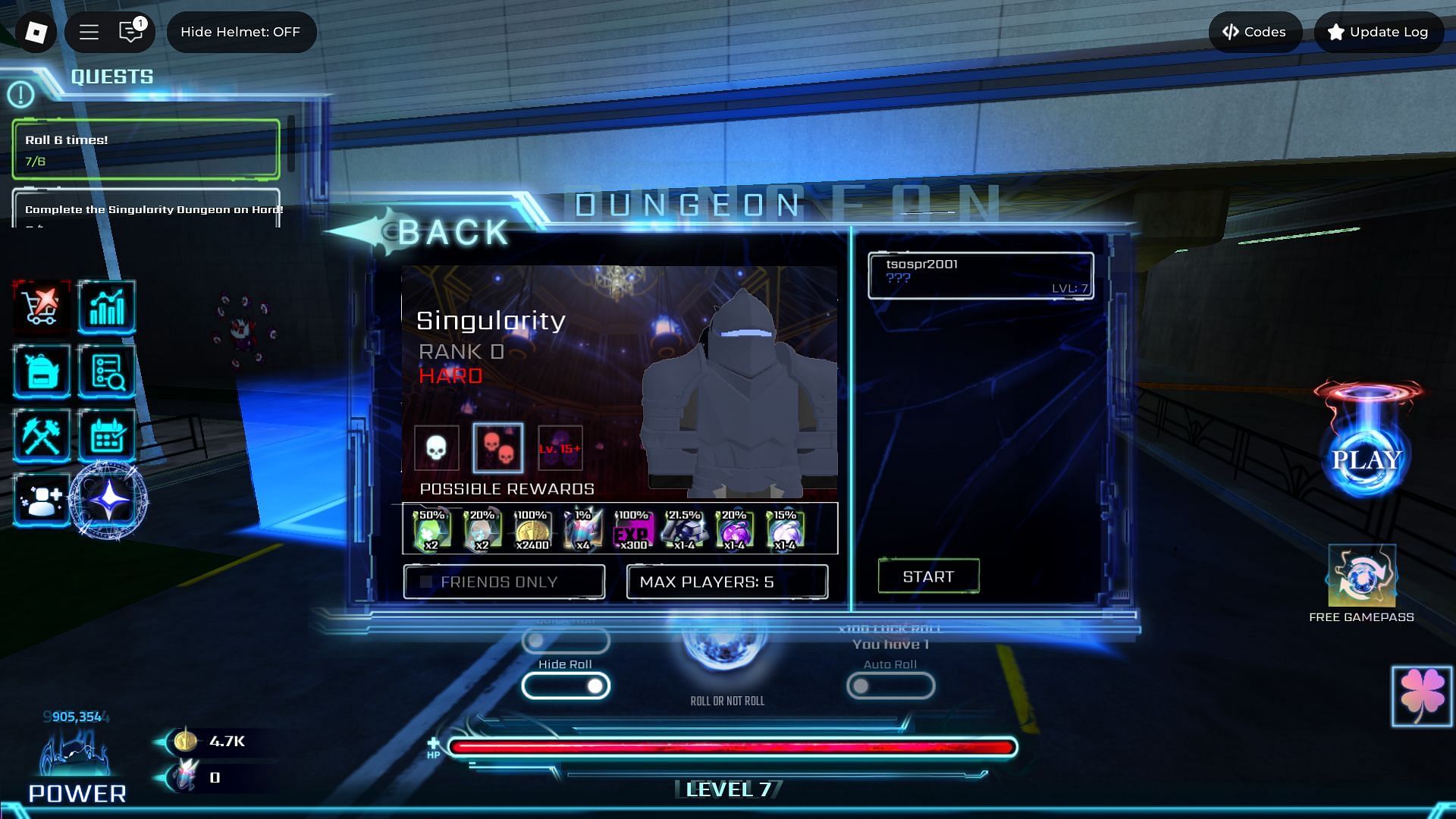 Complete dungeons on the hard difficulty to earn Crystals (Image via Roblox)