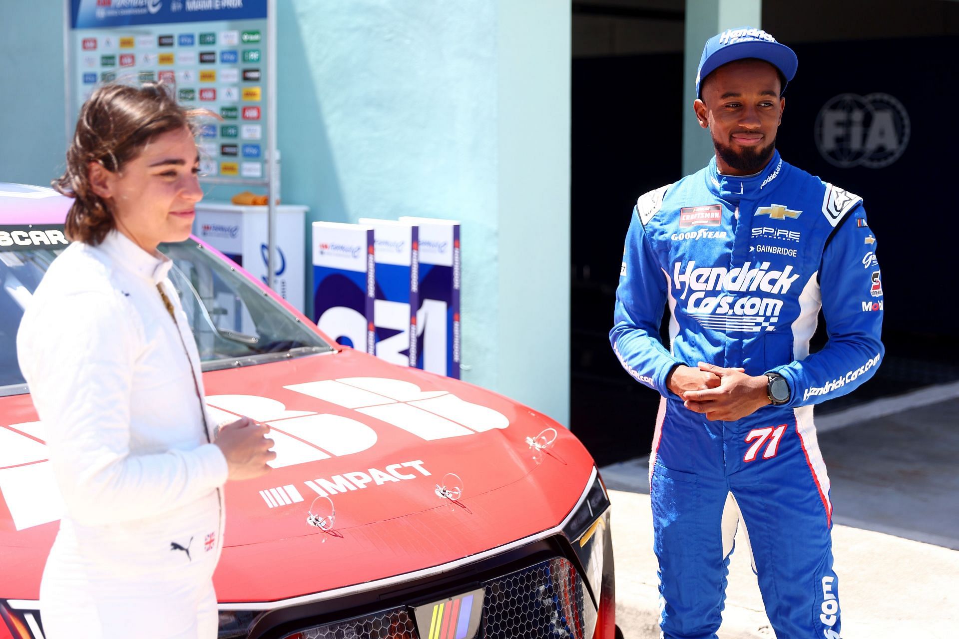 Rajah Caruth and Jamie Chadwick prepare to drive ahead of the Miami E-Prix, Round 5 of the 2025 FIA Formula E World Championship - Source: Getty