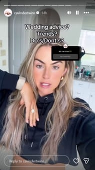 Cavinder's IG story asking fans for advice to plan her wedding | via @cavindertwins/ig