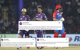 "Build a stadium and name it after Sunil Narine" - Fans hail West Indian all-rounder for match-winning performance in DC vs KKR IPL 2025 match