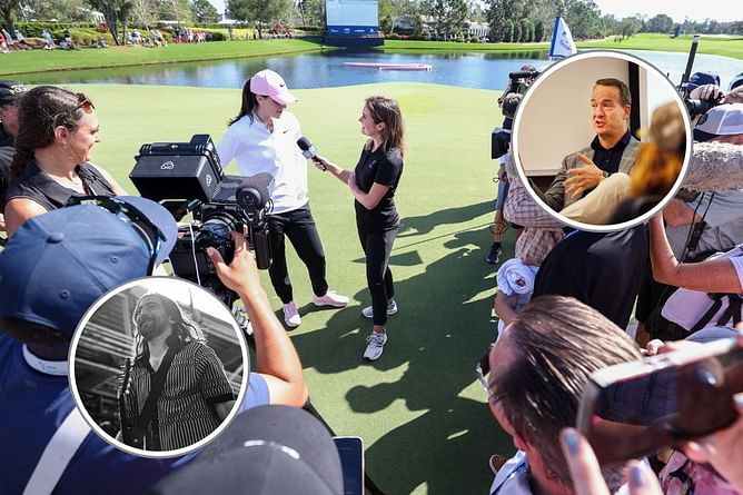 PHOTO: Caitlin Clark rubs shoulders with Indiana royalty Peyton Manning and one of her favorite artists at The Masters