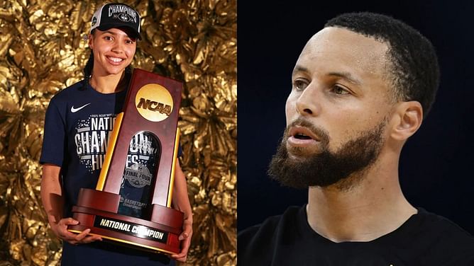 National champion Azzi Fudd yelled at Steph Curry for not attending any UConn games this season: "He better be there next year"