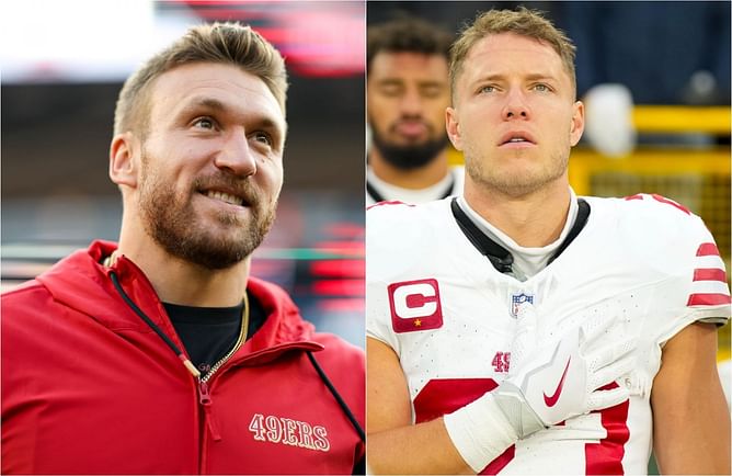 Kyle Juszczyk reacts as Christian McCaffrey becomes newest face of luxury car brand