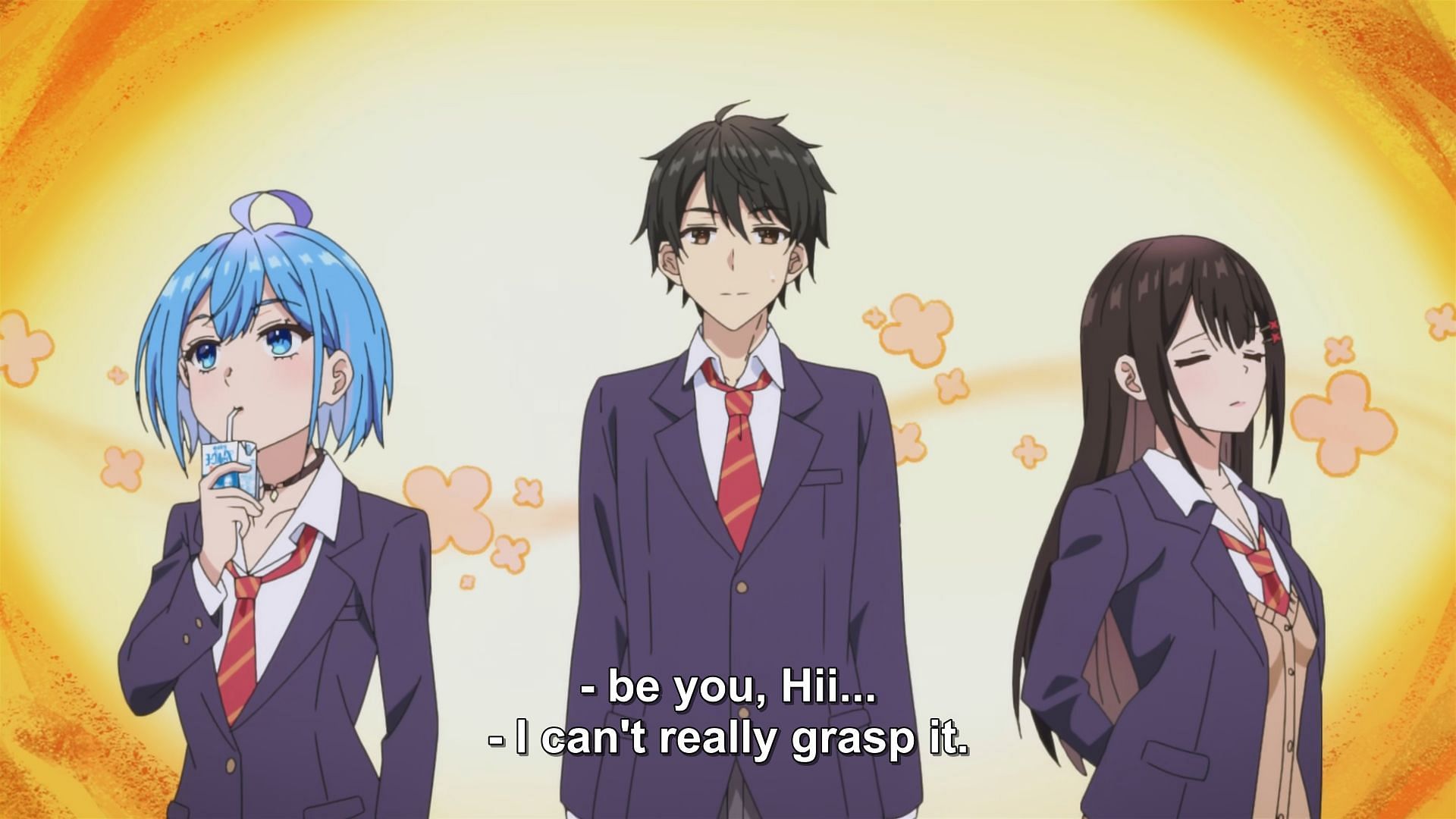 Himari, Yuu, and Rion in Can a Boy-Girl Friendship Survive? episode 3 (Image via J.C.Staff)