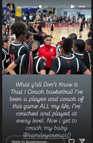 Laura Govan talks about new Why Not Premier coaching gig, coaching Hamiley Arenas. (Source: IG/ lauramgovan)