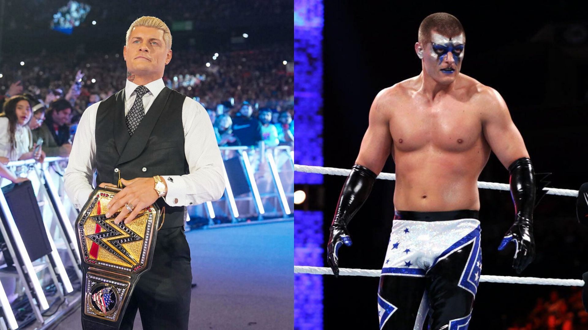 Cody Rhodes in 2025 (left) and in 2015 (right) [Images credit: WWE.com)