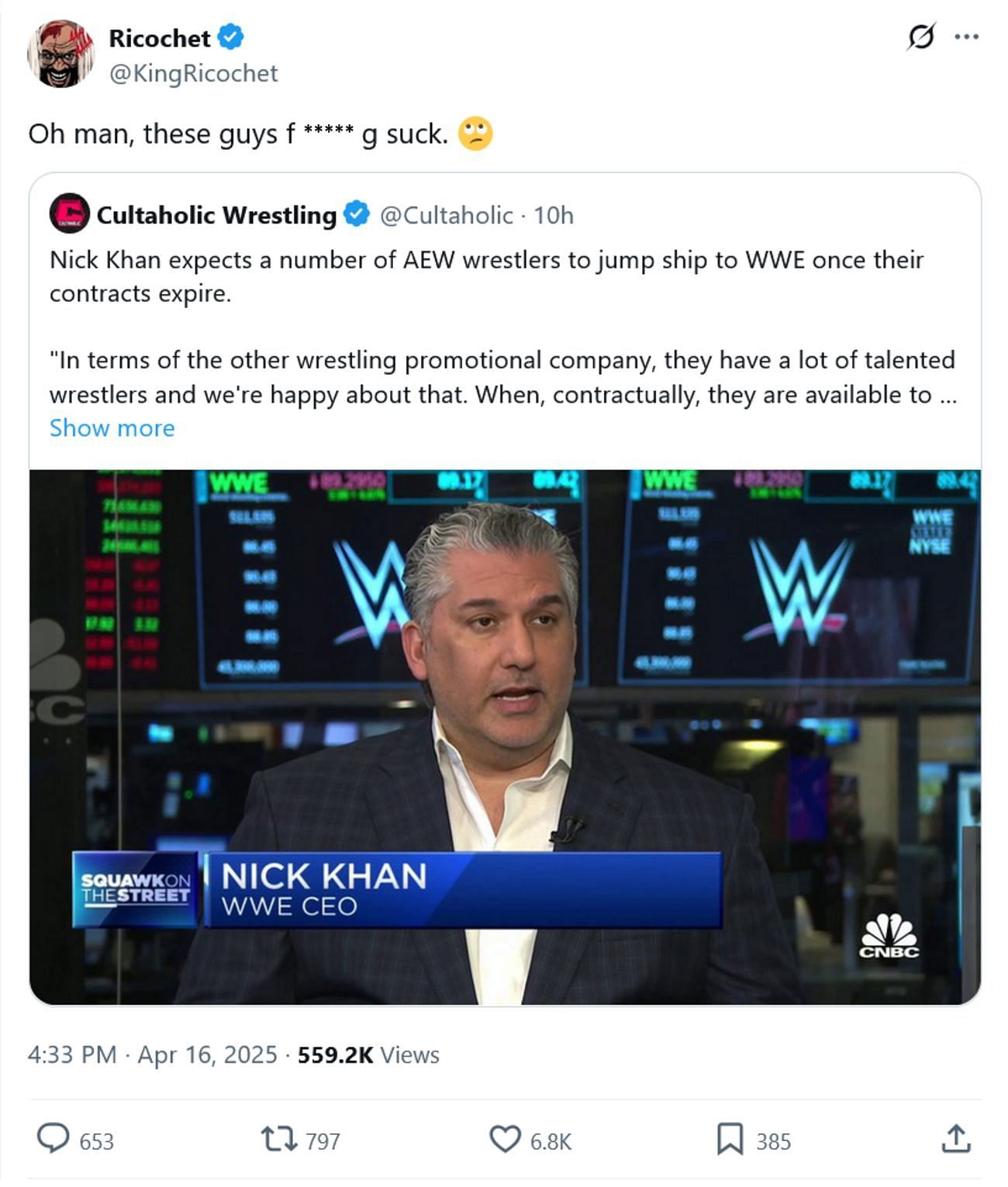 Screenshot of Ricochet&#039;s comment on X (Photo Credit: Ricochet on X)