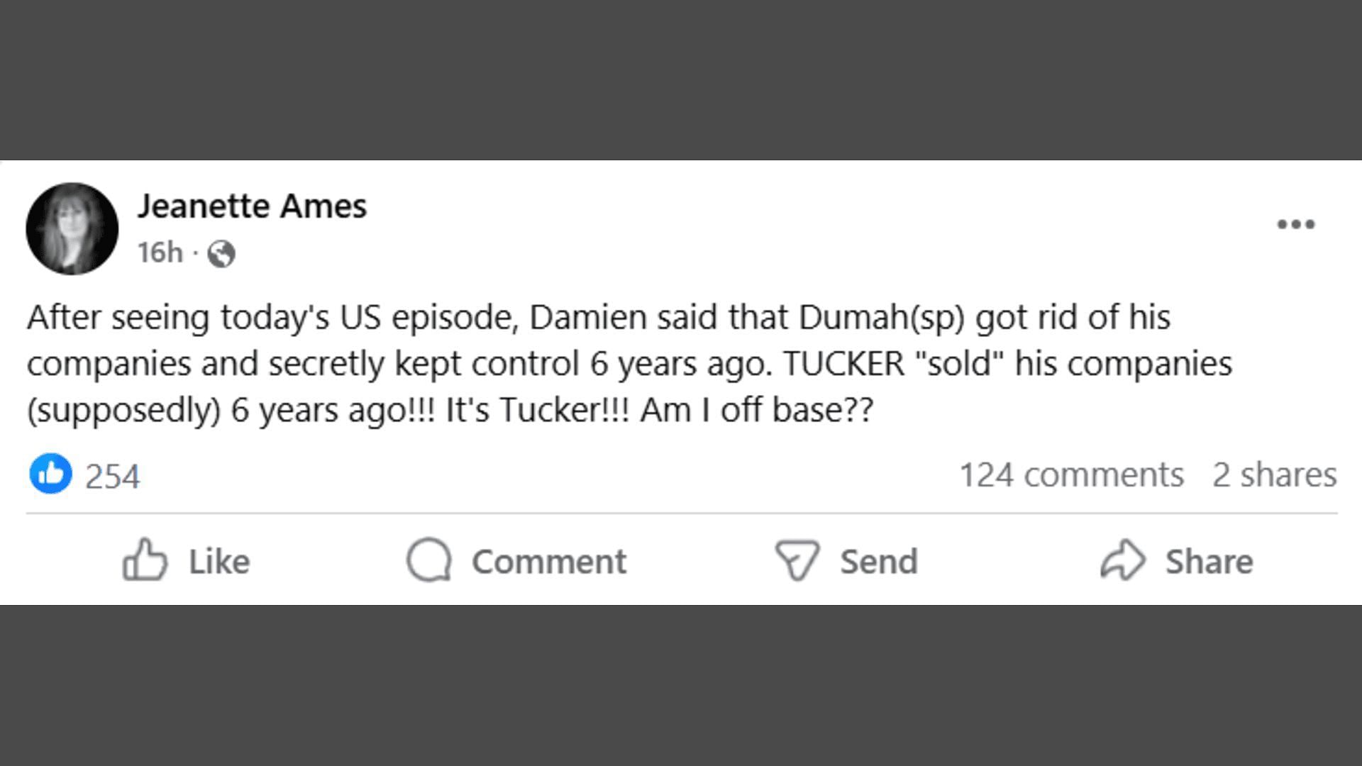 A post made by a fan, saying that Dumas is actually Tucker (Image via Facebook/The Young and the Restless)