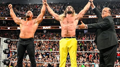 Bron Breakker, Seth Rollins & Paul Heyman (Image via WWE.com)