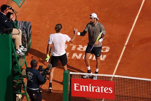 Matteo Berrettini and Alexander Zverev shaking hands after their match - Source: Getty