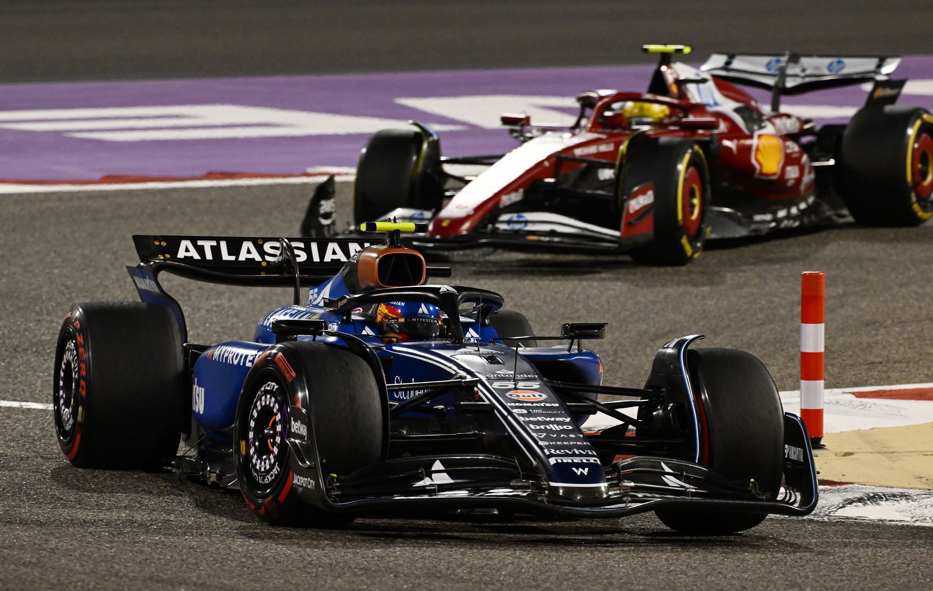Lewis Hamilton and Carlos Sainz battling it out at the Bahrain Grand Prix- Source: Getty