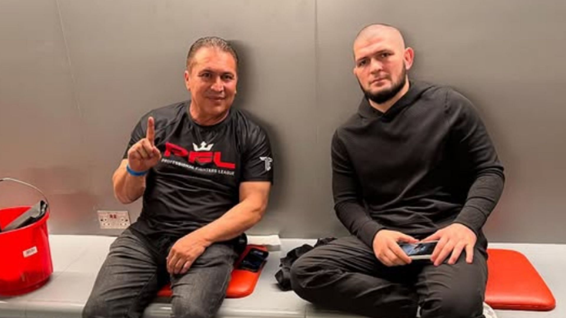 Javier Mendez (left) started training Khabib Nurmagomedov (right) in 2012. [Images courtesy: @akajav on Instagram]