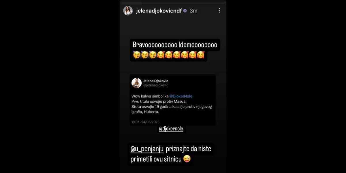 Screenshot via @jelenadjkovicndf on Instagram, dated May 24, 2025.