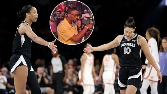 A'ja Wilson's 'favorite Olympian' Bam Adebayo shows up courtside to support Aces superstar in first duel with Kelsey Plum