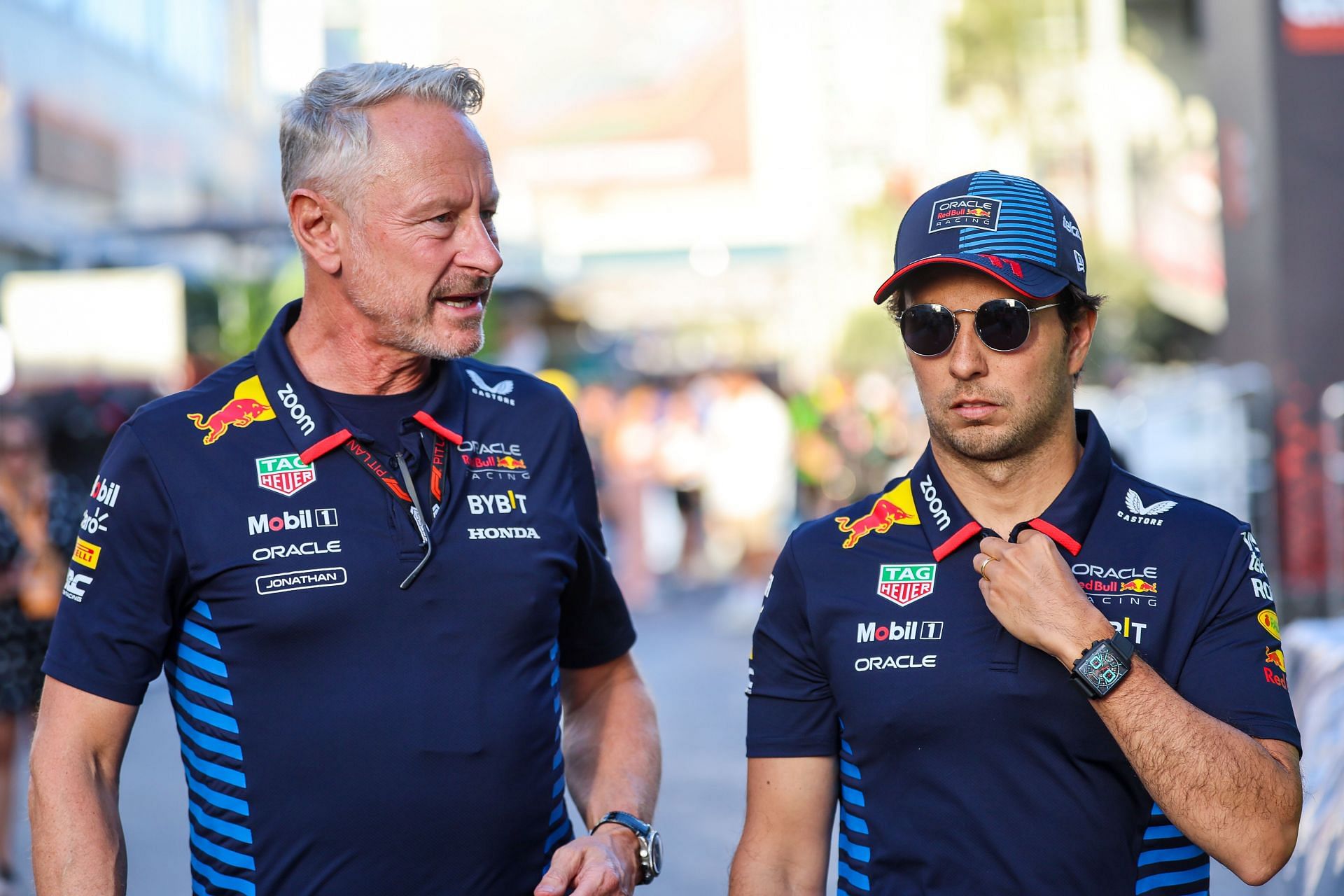 Sergio Perez and Jonathan Wheatley at the F1 Grand Prix of Azerbaijan - Source: Getty