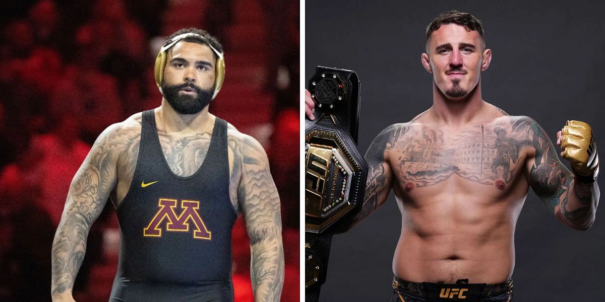 Gable Steveson wishes to go head-to-head with Tom Aspinall. (Images by Getty)