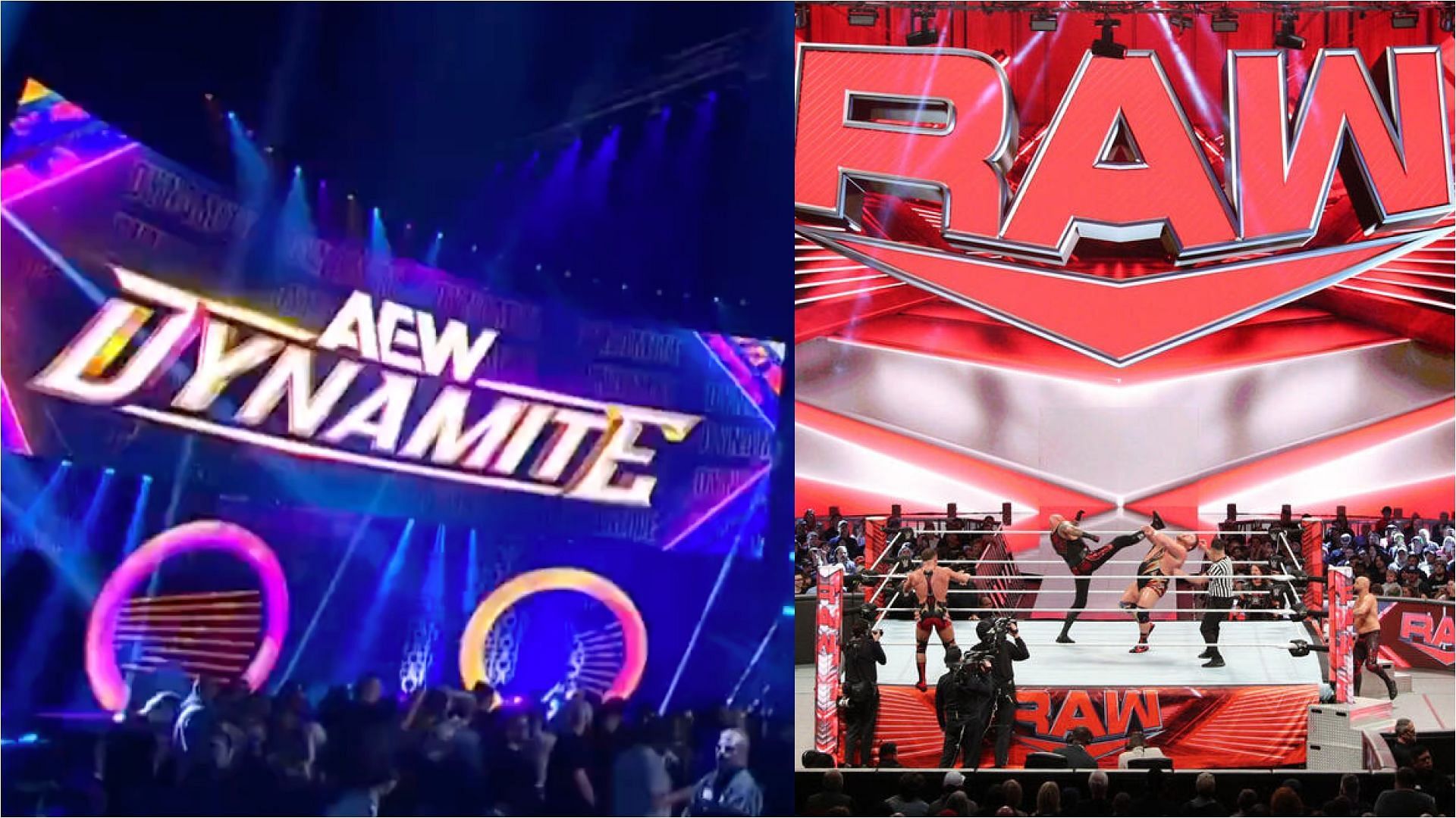 AEW stage and RAW arena